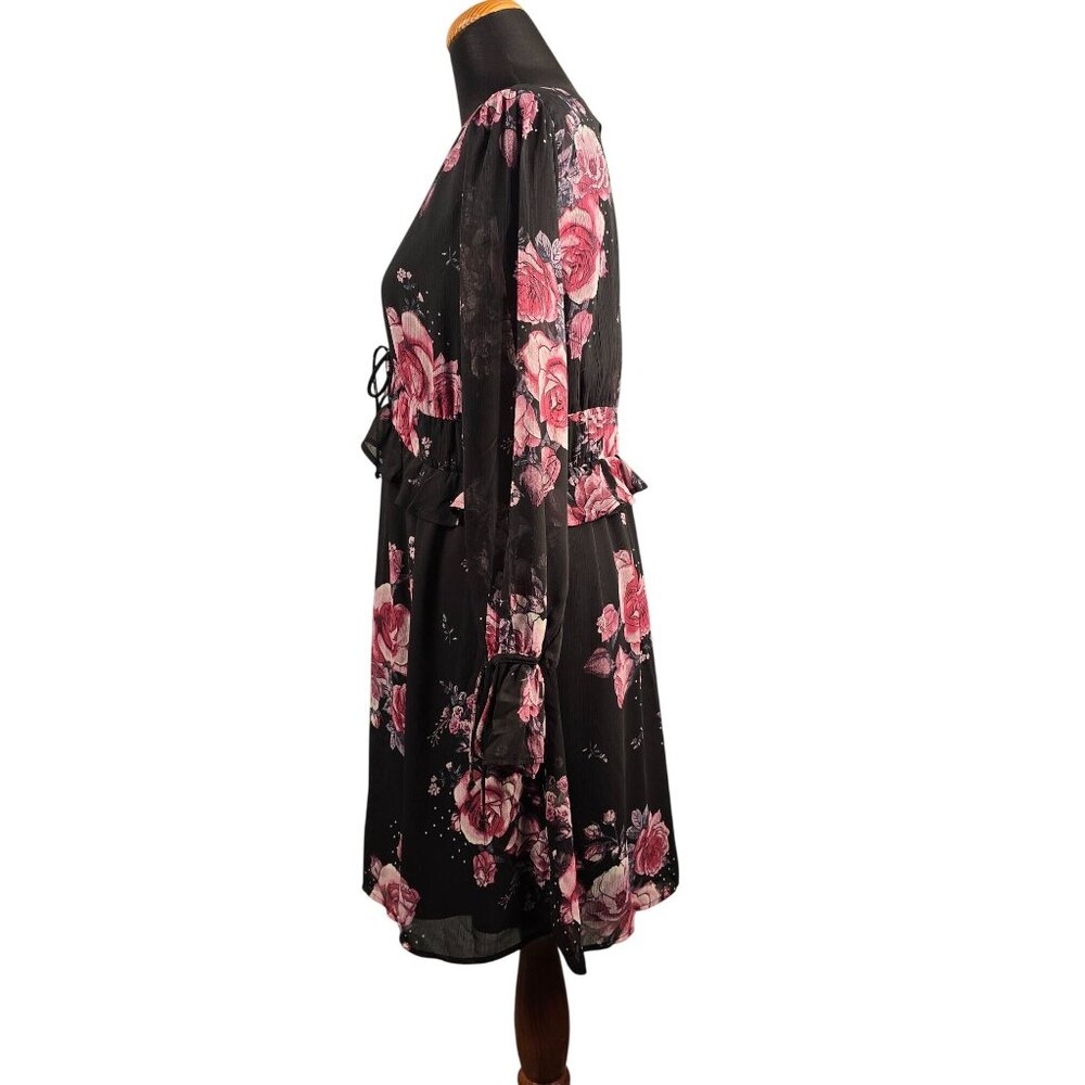 New Xhilaration Women's Black/ Pink Floral Dress Size M - Picture 3 of 9